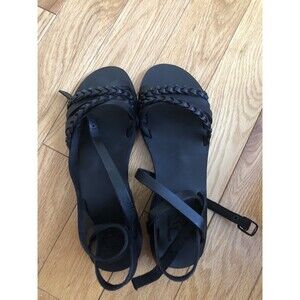 Authentic Jerusalem Leather Sandals Size 40 or US7 Black New in Box Women’s